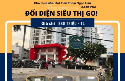 Cho thuê Nhà Mặt Tiền Thoại Ngọc Hầu 144m2, 20 triệu, đối diện Siêu Thị GO!